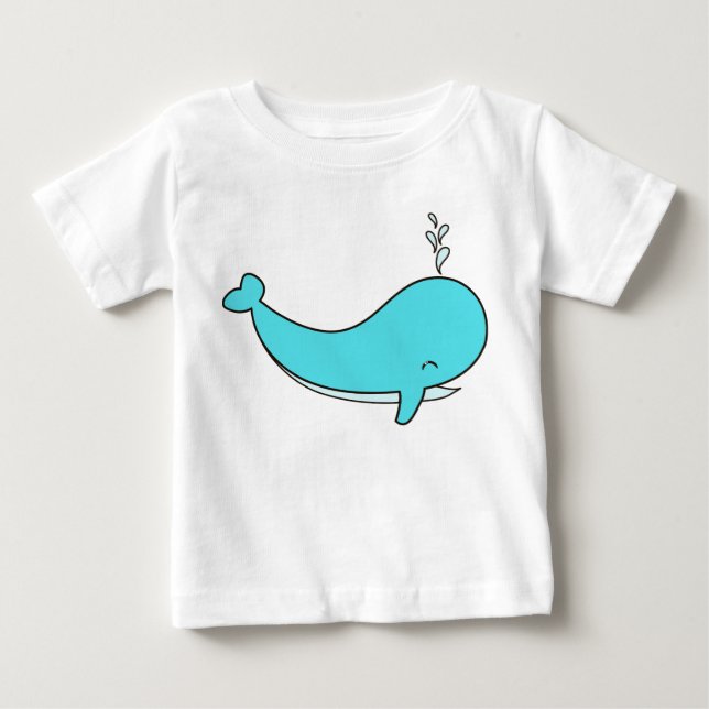 Camiseta Para Bebê Baleia, Mar, Água (Frente)
