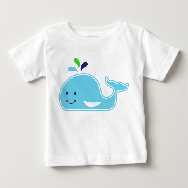 Camiseta Para Bebê Baleia-Menino (Frente)