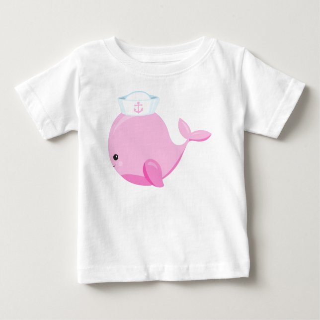 Camiseta Para Bebê Baleia-vela, Baleia-branca, baleia-pequena, baleia (Frente)