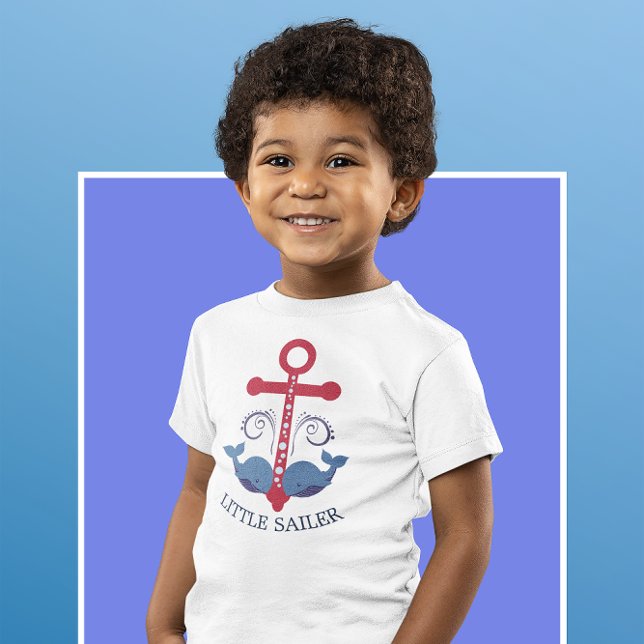Camiseta Para Bebê Baleias azuis-âncora-náutica pequeno marinheiro (Criador carregado)