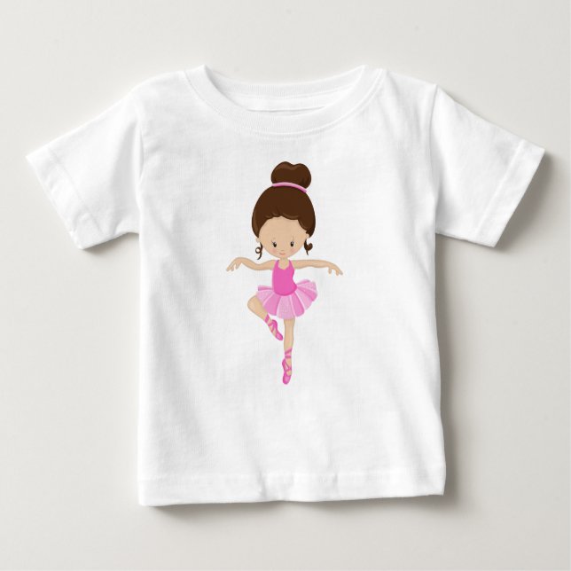 Camiseta Para Bebê Ballerina, Balé, dança de Balé, Cabelo castanho (Frente)
