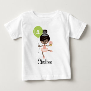 Camiseta Para Bebê Ballerina Birthday Baby T-shirt afro-americana