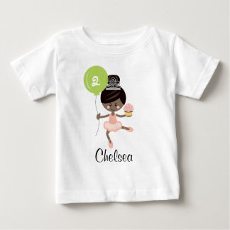 Camiseta Para Bebê Ballerina Birthday Baby T-shirt afro-americana