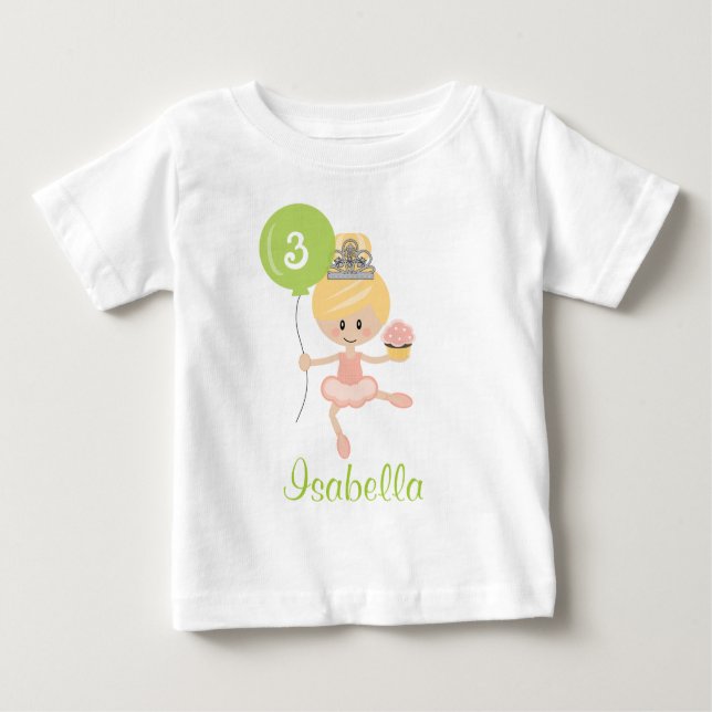 Camiseta Para Bebê Ballerina Birthday Toddler T-shirt Blonde (Frente)