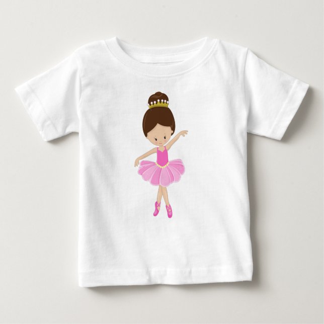 Camiseta Para Bebê Ballerina, Dançarina Balé, Garota Balé, Cabelo Cas (Frente)