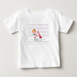 Camiseta Para Bebê Ballerina do Monograma, Cor-de-rosa,