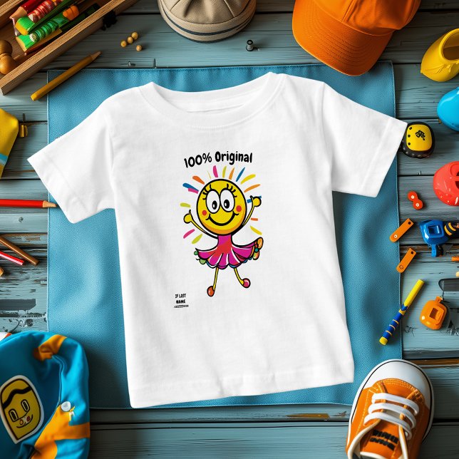 Camiseta Para Bebê Ballerina Emoji alegre - Divertida e Colorida (Criador carregado)