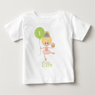 Camiseta Para Bebê Ballerina First Birthday Shirt Blona