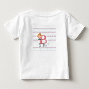 Camiseta Para Bebê Ballerina Monograma “B” Rosa Pastel