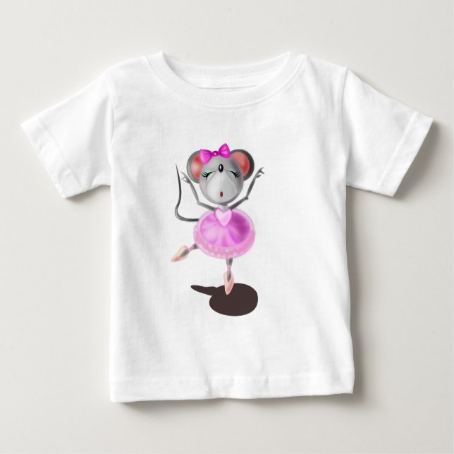 Camiseta Para Bebê Ballerina Mouse Engraçado Dançador de Balé de Cami (Frente)