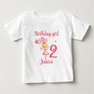 Camiseta Para Bebê Ballerina - Rosa de aniversário