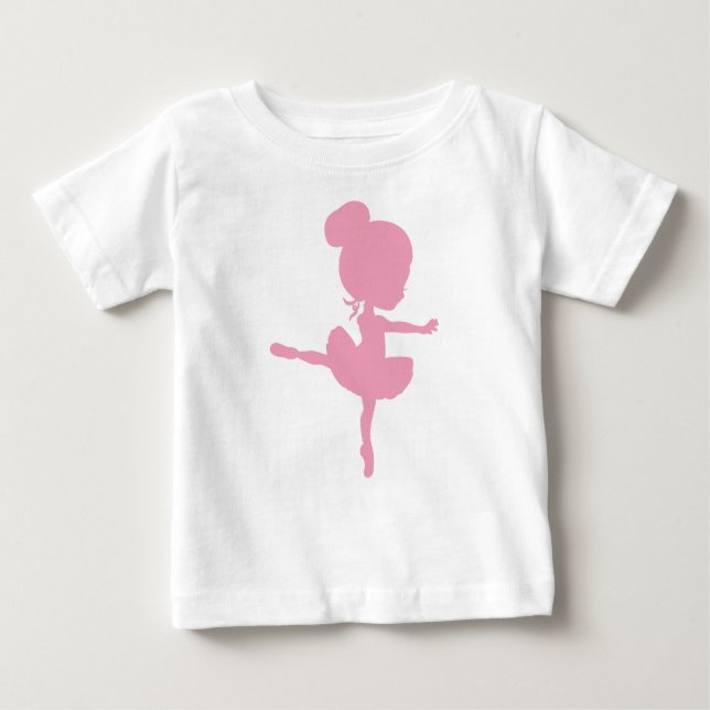 Camiseta Para Bebê Ballerina Silhouette, Balé Girl, Balé Dance (Frente)