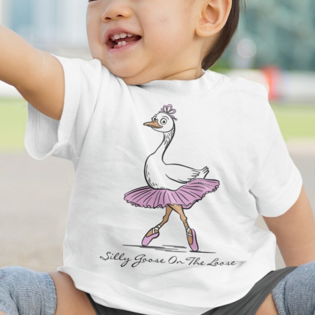 Camiseta Para Bebê Ballerina Silly Goose On The Loose Custom Text (Criador carregado)
