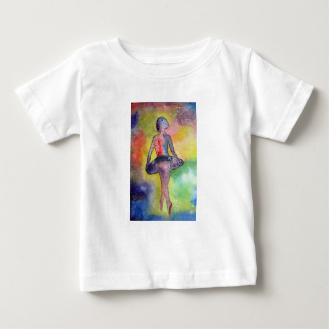 Camiseta Para Bebê Ballerina Space Watercolor Baby T-Shirt (Frente)