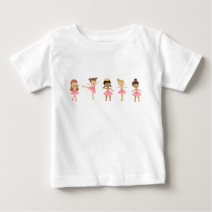 Camiseta Para Bebê Ballet Lindas Bailarinas Rosa Dançando 