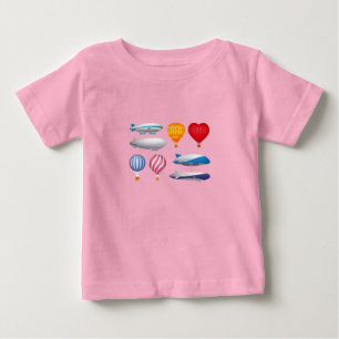 Camiseta Para Bebê Balões de Ar Quente e Dirigíveis de Desenho Animad