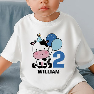 Camiseta Para Bebê Balões de Vaca de segundo aniversário Bonito Perso