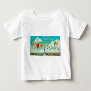 Camiseta Para Bebê Balões de vintagem PixDezines/eiffel/paris