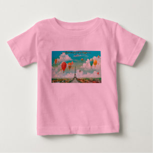 Camiseta Para Bebê Balões de vintagem PixDezines/eiffel/paris