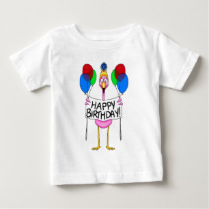 Camiseta Para Bebê Balões lunáticos do feliz aniversario do flaming