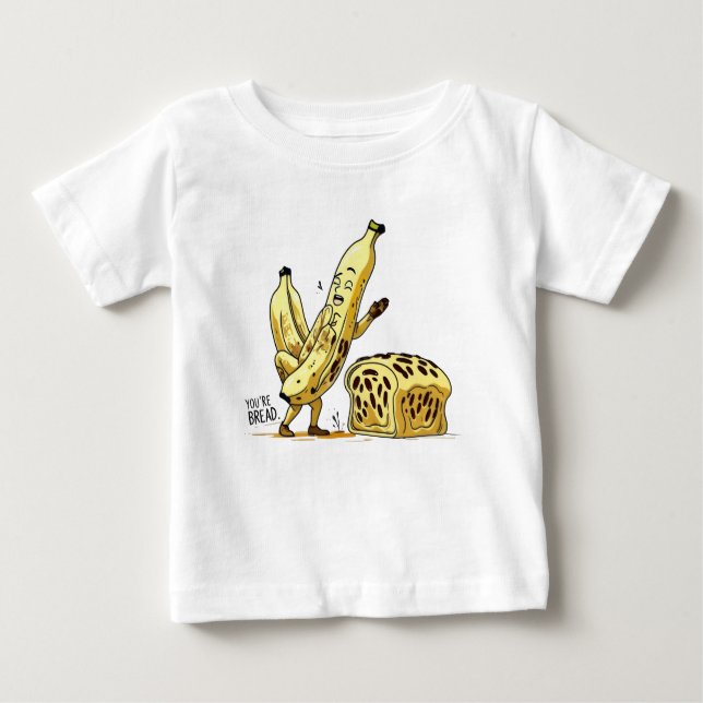 Camiseta Para Bebê Banana Engraçada e Cartoon Pão Crianças T-Shirt (Frente)