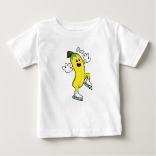 Camiseta Para Bebê Banana na patinação no gelo com skates de gelo.PNG