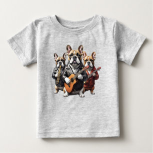 Camiseta Para Bebê Banda de Música do Bulldog Francês Bulldogues Fran
