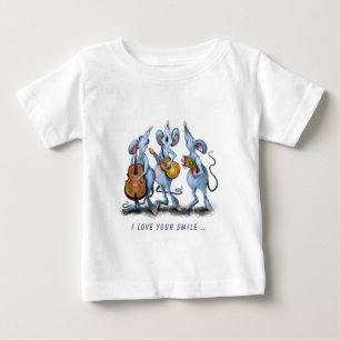 Camiseta Para Bebê Banda Romântica Engraçada Do Mouse - Adicione Seu 