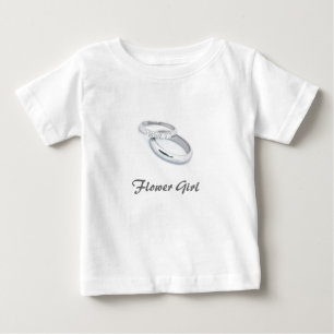Camiseta Para Bebê Bandas De Casamento De Flor/Prata