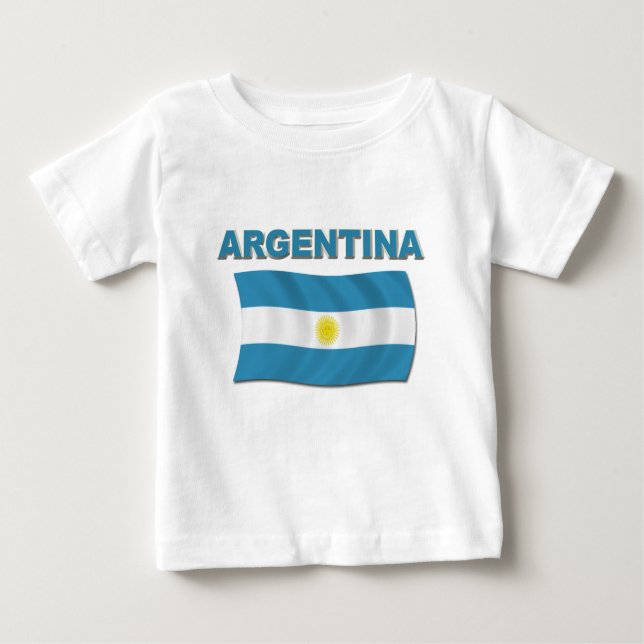 Camiseta Para Bebê Bandeira 1 de Argentina (Frente)