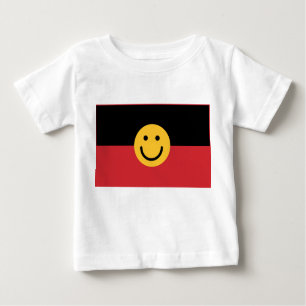 Camiseta Para Bebê Bandeira aborígene australiana com rosto de sorris