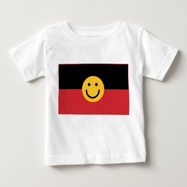 Camiseta Para Bebê Bandeira aborígene australiana com rosto de sorris (Frente)