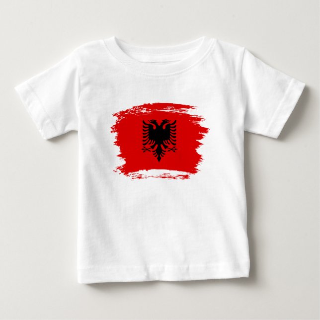 Camiseta Para Bebê Bandeira albanesa (Frente)