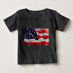 Camiseta Para Bebê Bandeira Americana