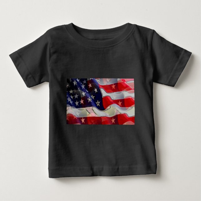 Camiseta Para Bebê Bandeira Americana (Frente)