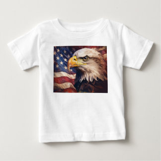 Camiseta Para Bebê Bandeira Americana com Cabeça de Águia Balda