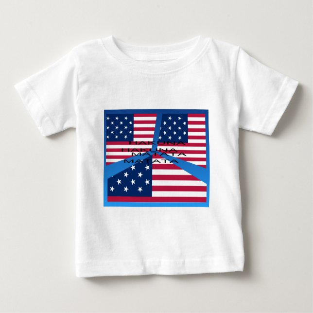 Camiseta Para Bebê Bandeira Americana com Hakuna Matata: Design Patri (Frente)