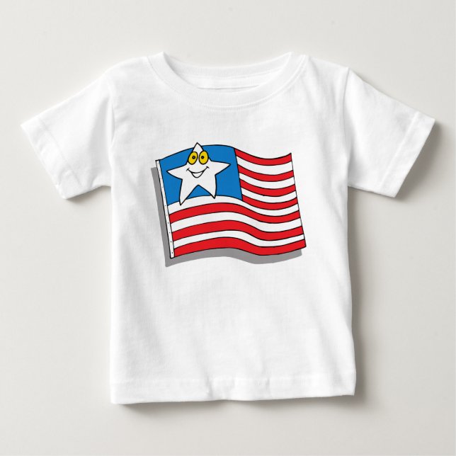 Camiseta Para Bebê Bandeira Americana Custa (Frente)