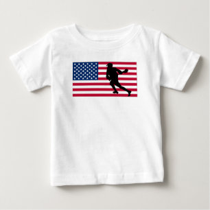 Camiseta Para Bebê Bandeira americana do Lacrosse