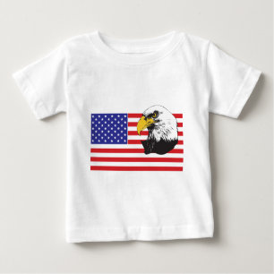 Camiseta Para Bebê Bandeira Americana e Águia Balda