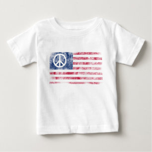 Camiseta Para Bebê Bandeira Americana e Símbolo da Paz com Design Env