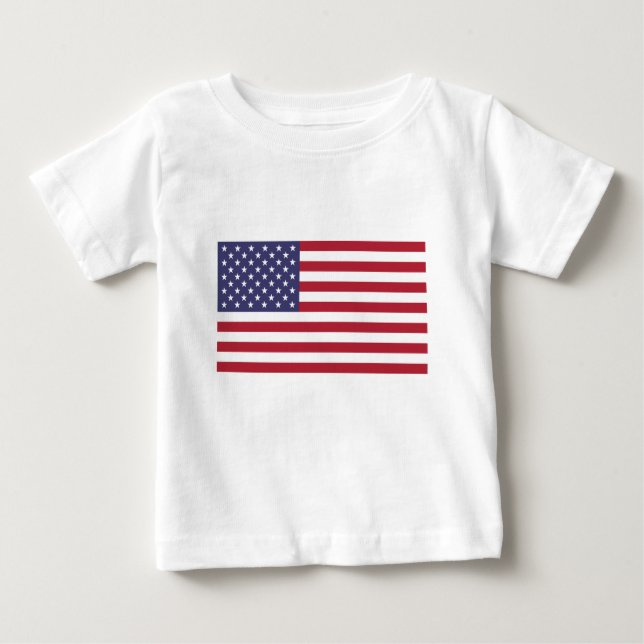 Camiseta Para Bebê Bandeira Americana - Estrelas e Stripes - Bandeira (Frente)