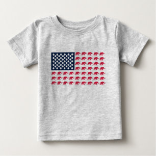 Camiseta Para Bebê Bandeira Americana Formada por Elefantes