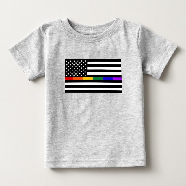 Camiseta Para Bebê Bandeira Americana LGBTQ (Frente)