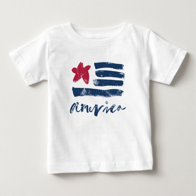 Camiseta Para Bebê Bandeira americana Paintstrokes (Frente)