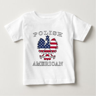 Camiseta Para Bebê Bandeira americana polonesa Eagle