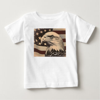 Camiseta Para Bebê Bandeira Americana Vintage com Águia Americana