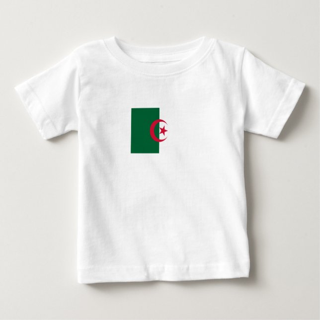 Camiseta Para Bebê Bandeira Argelina Patriótica (Frente)