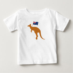 Camiseta Para Bebê bandeira branca kangaroo australia