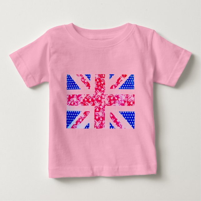 Camiseta Para Bebê Bandeira britânica fofa (Frente)